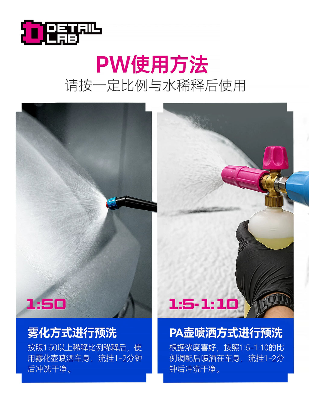 Detail Lab Pre-Wash Snow Foam, High Foam Degreaser & Grime Lifter (view 4)